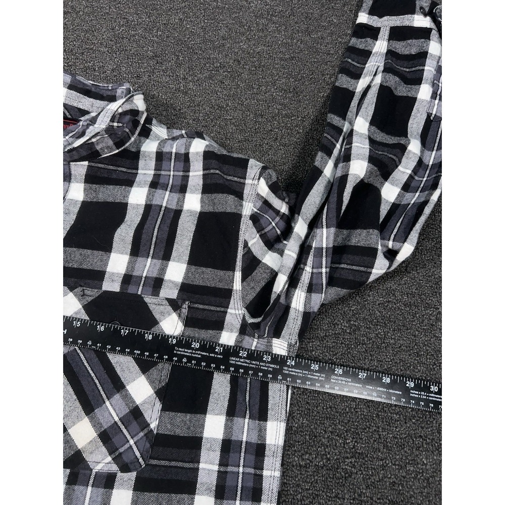 Vintage Five Brother Flannel Shirt Large Tall Black Plaid Heavyweight Sanforized - Picture 7 of 7